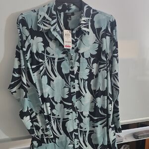 Alfani Black and Light Blue Floral Shirt